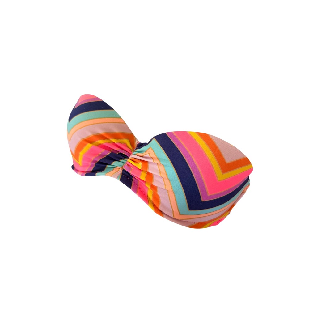 Y2K 2000s Victorias Secret Chevron Stripe Bandeau Bikini Top Multi Color Gold